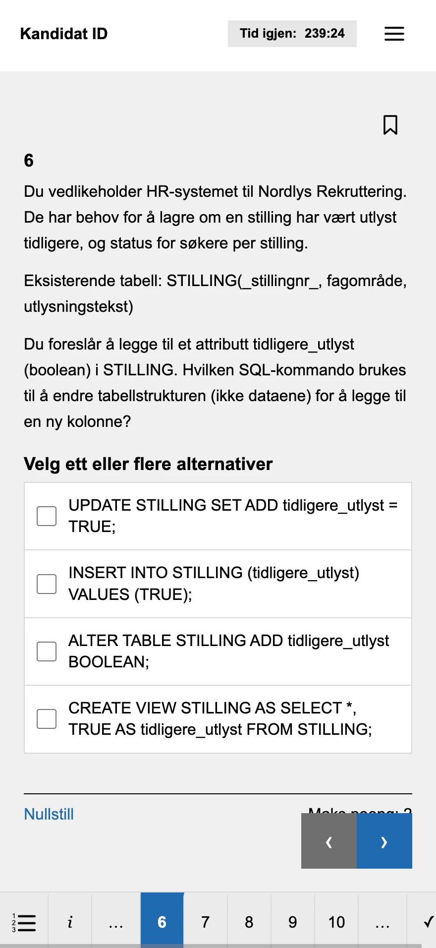 Eksamensportalen V2 — Emneside (mobil)